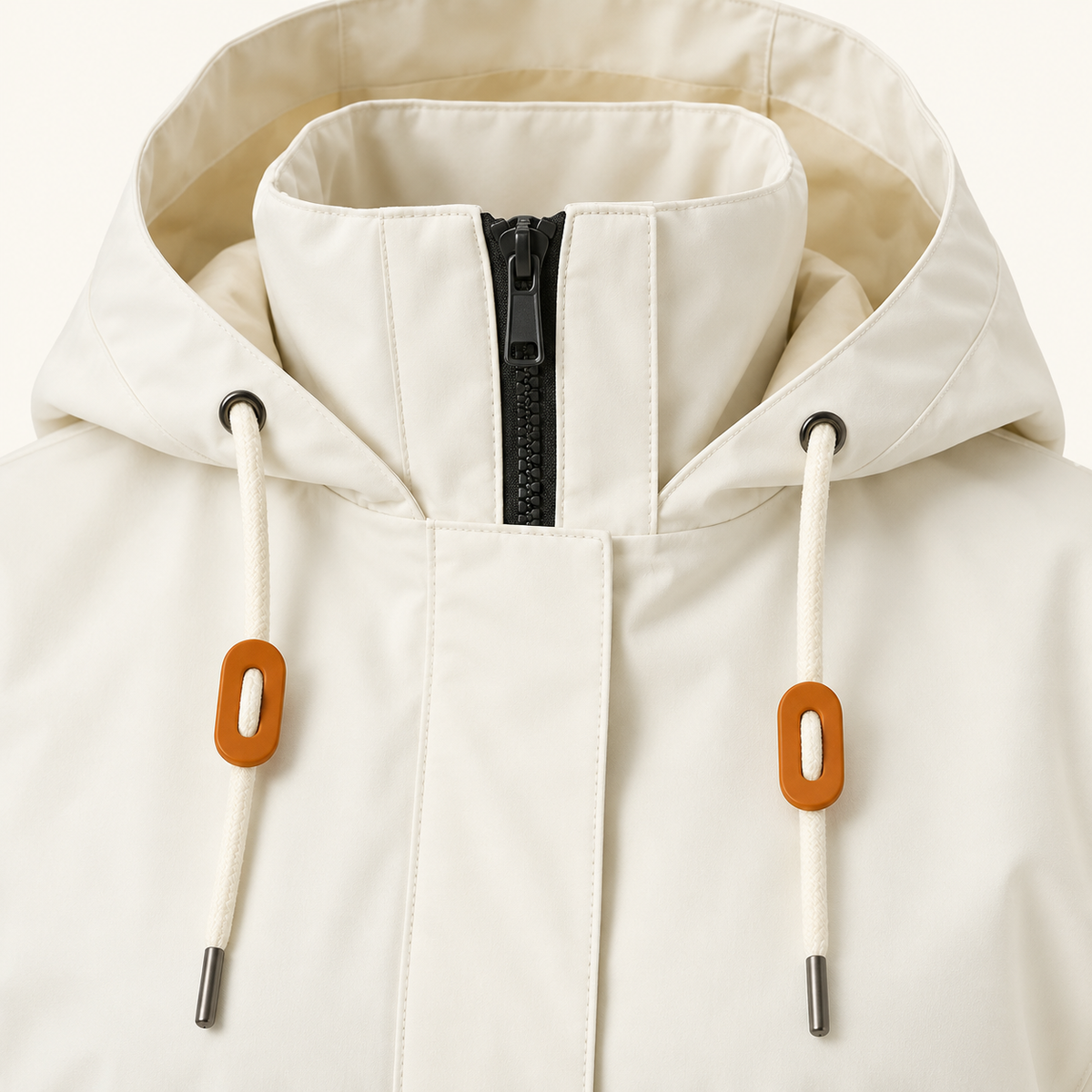 Veste de randonnée femme grande taille – détail de la capuche et du col