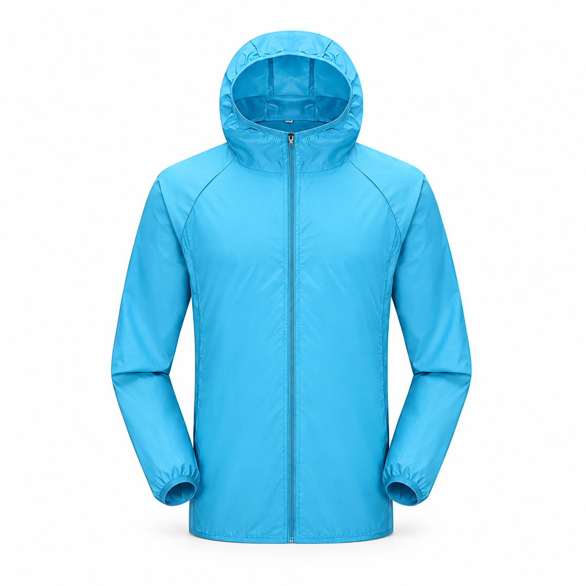 Veste légère imperméable de randonnée bleu ciel – vue de face