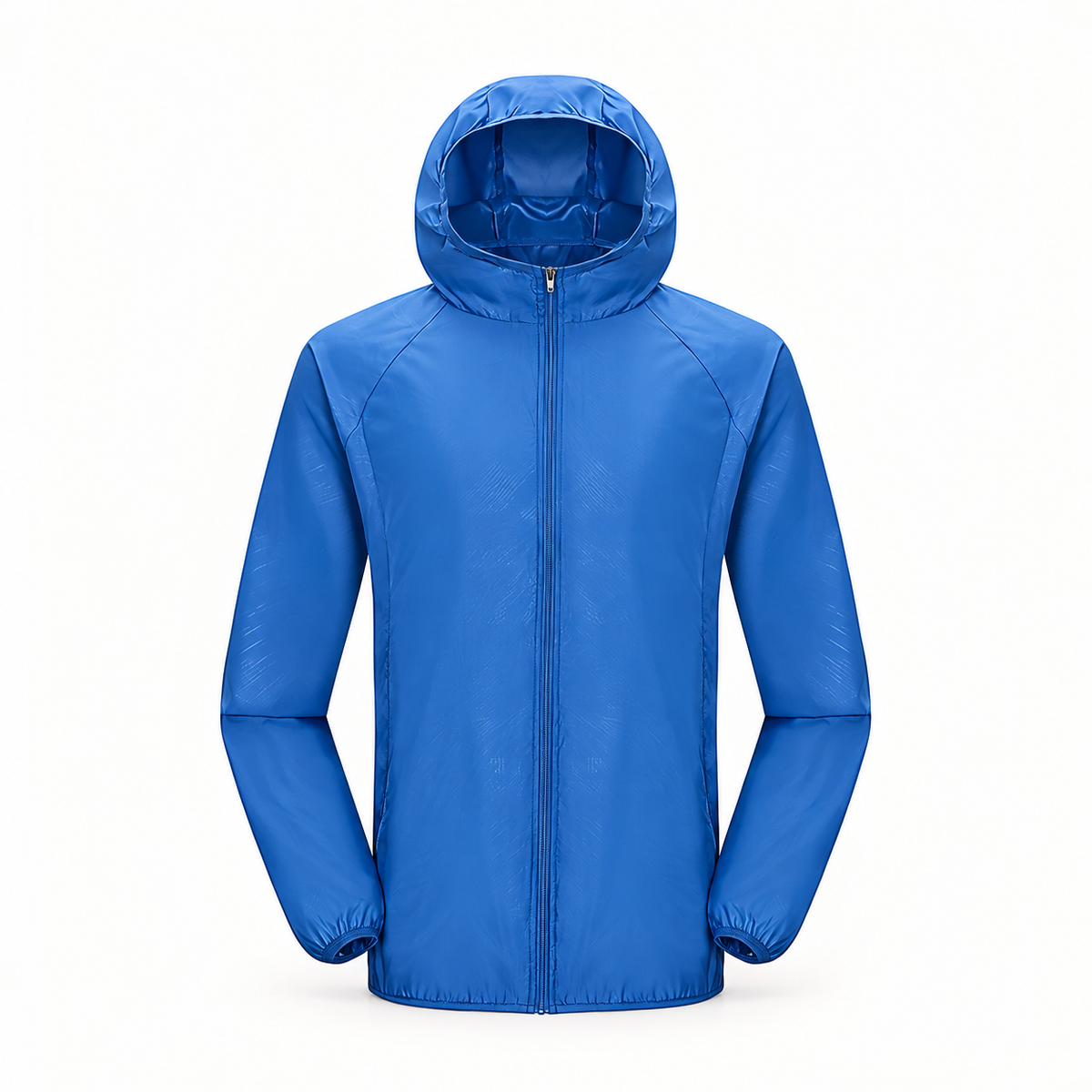 Veste légère imperméable de randonnée bleue – vue de face