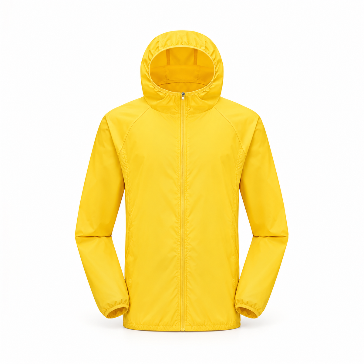Veste légère imperméable de randonnée jaune – vue de face