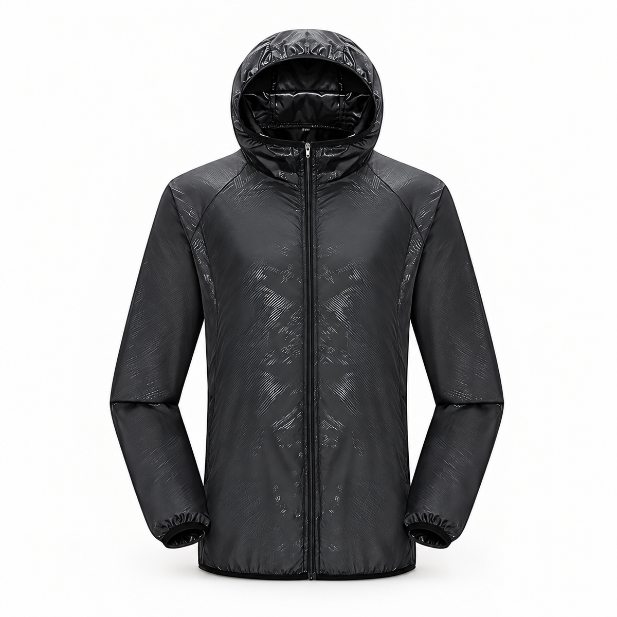 Veste légère imperméable de randonnée noire – vue de face