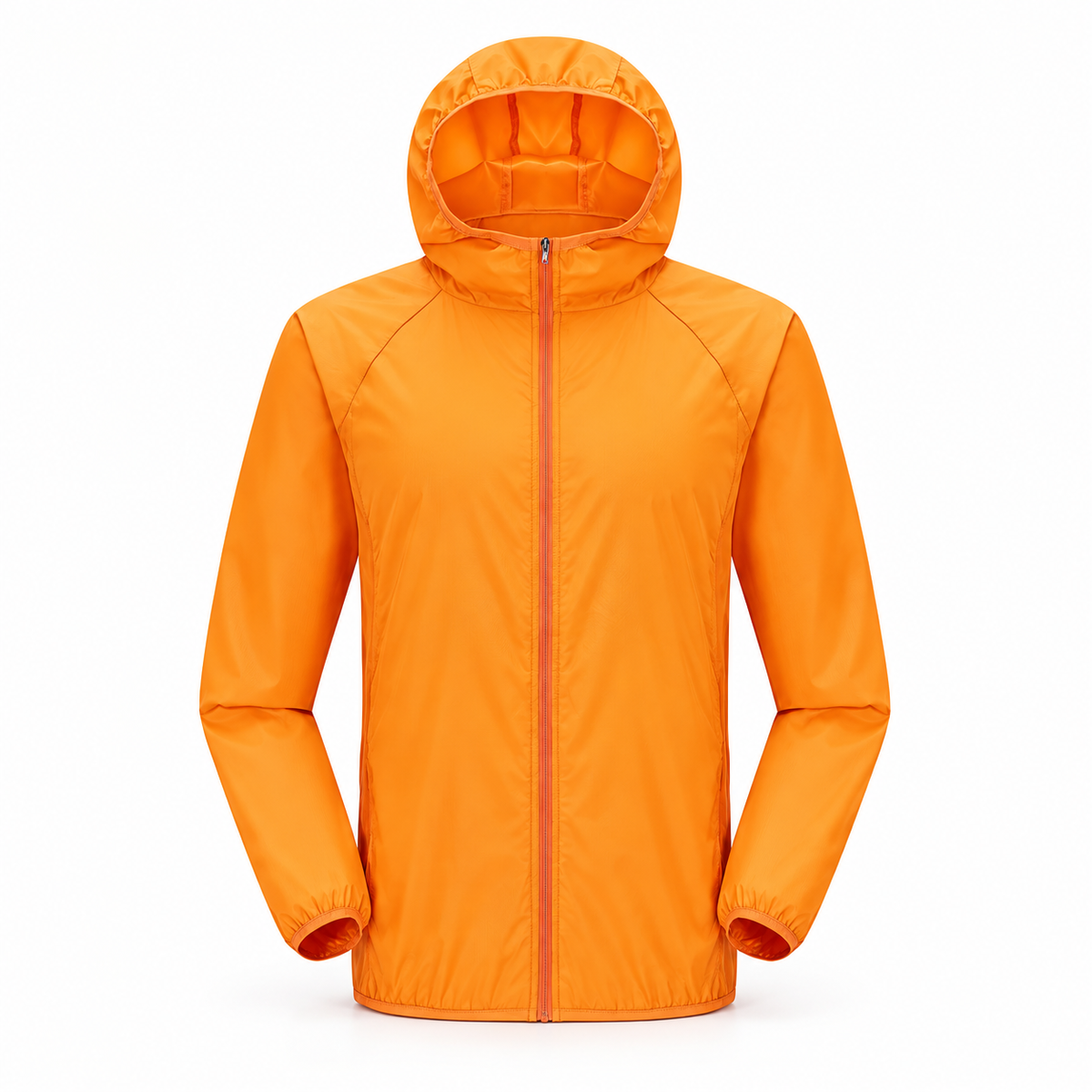 Veste légère imperméable de randonnée orange – vue de face