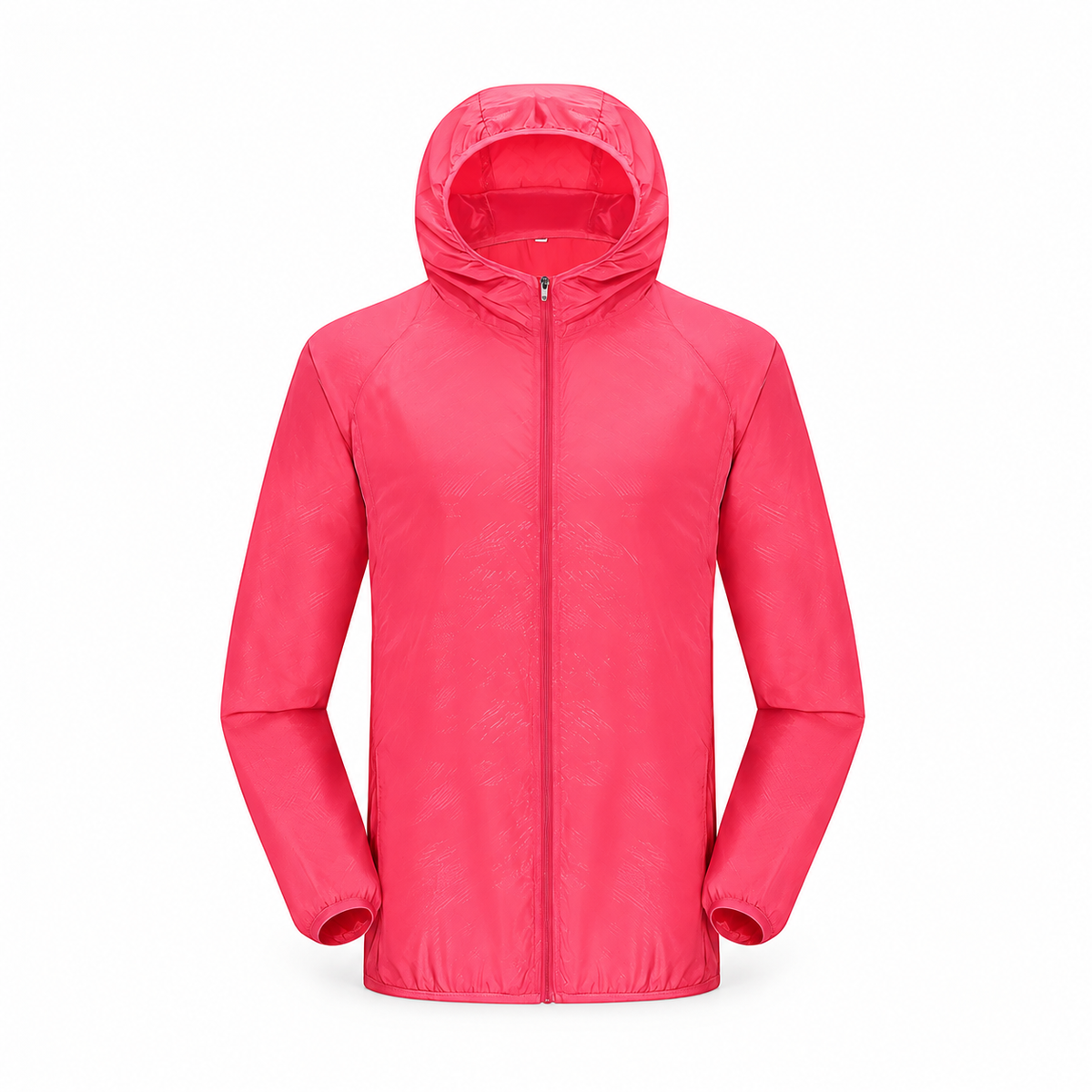 Veste légère imperméable de randonnée rose fluo – vue de face