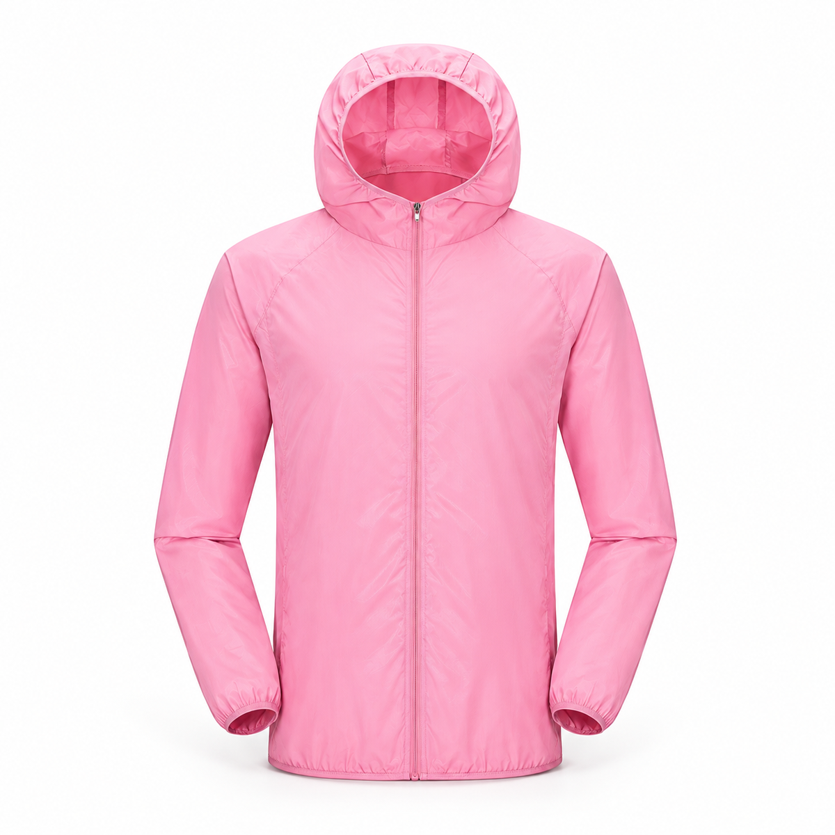 Veste légère imperméable de randonnée rose pâle – vue de face