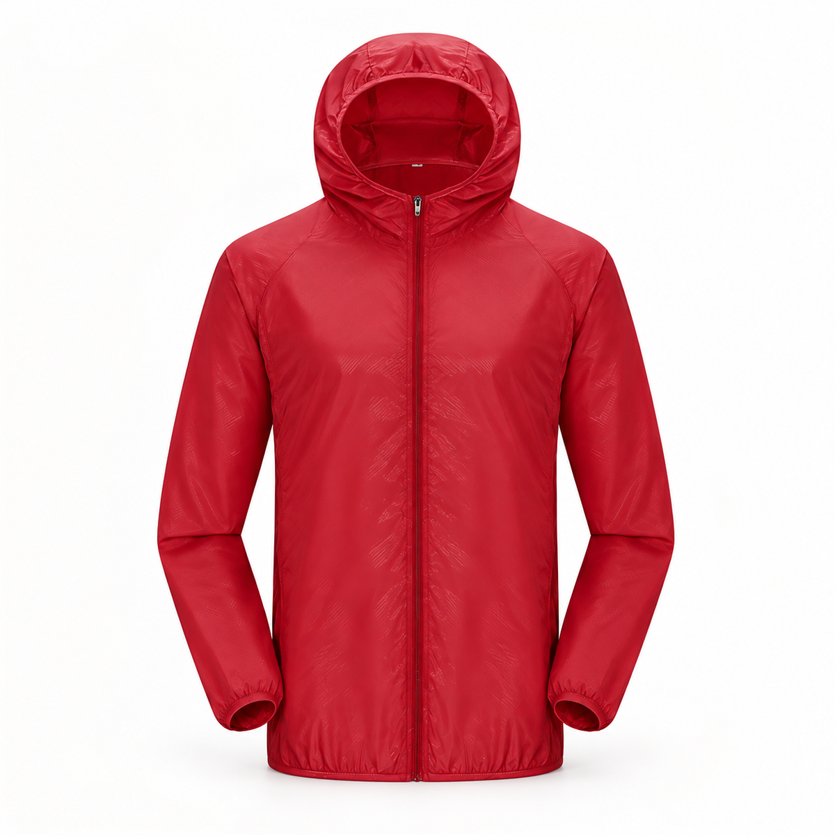 Veste légère imperméable de randonnée rouge – vue de face