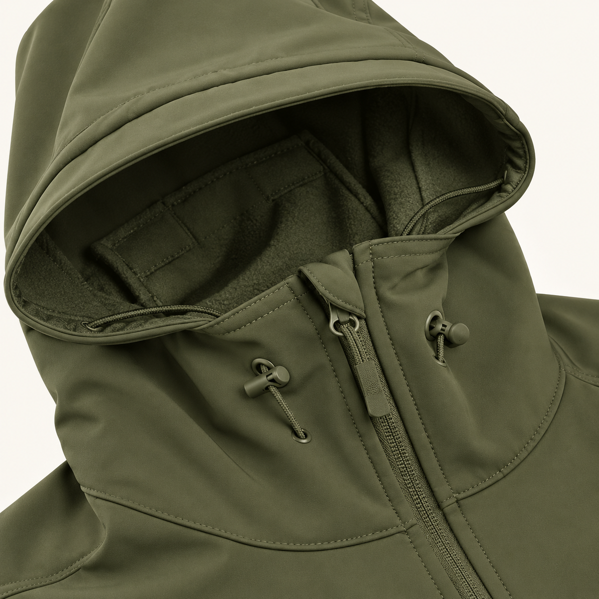 Veste mi-saison randonnée kaki – capuche ajustable