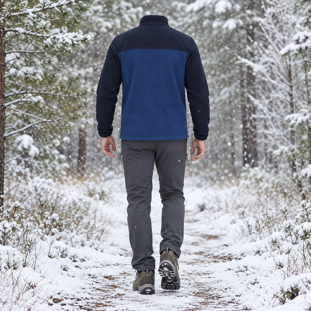 Veste polaire bleu marine portée – vue de dos