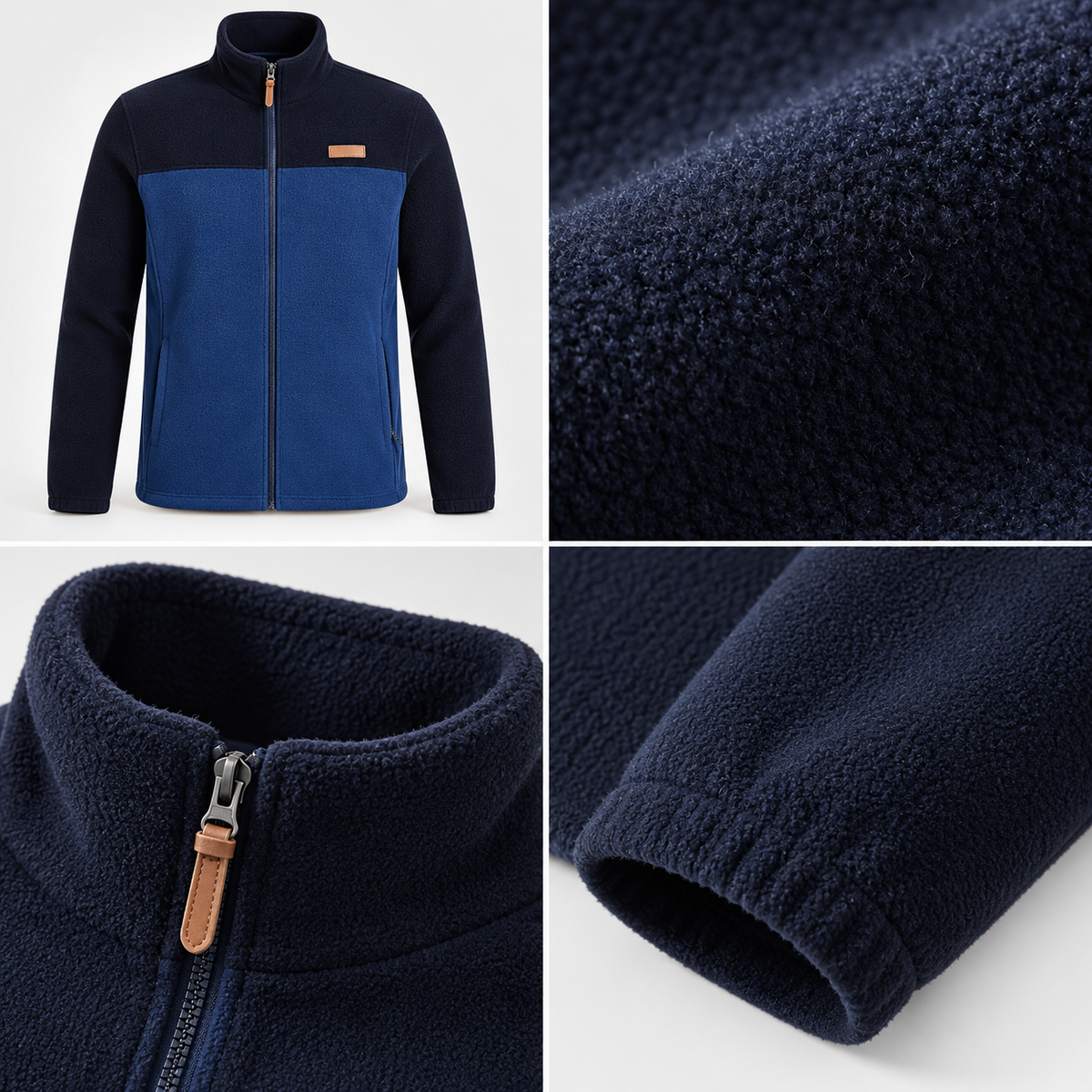 Veste polaire bleu marine – macro de la matière