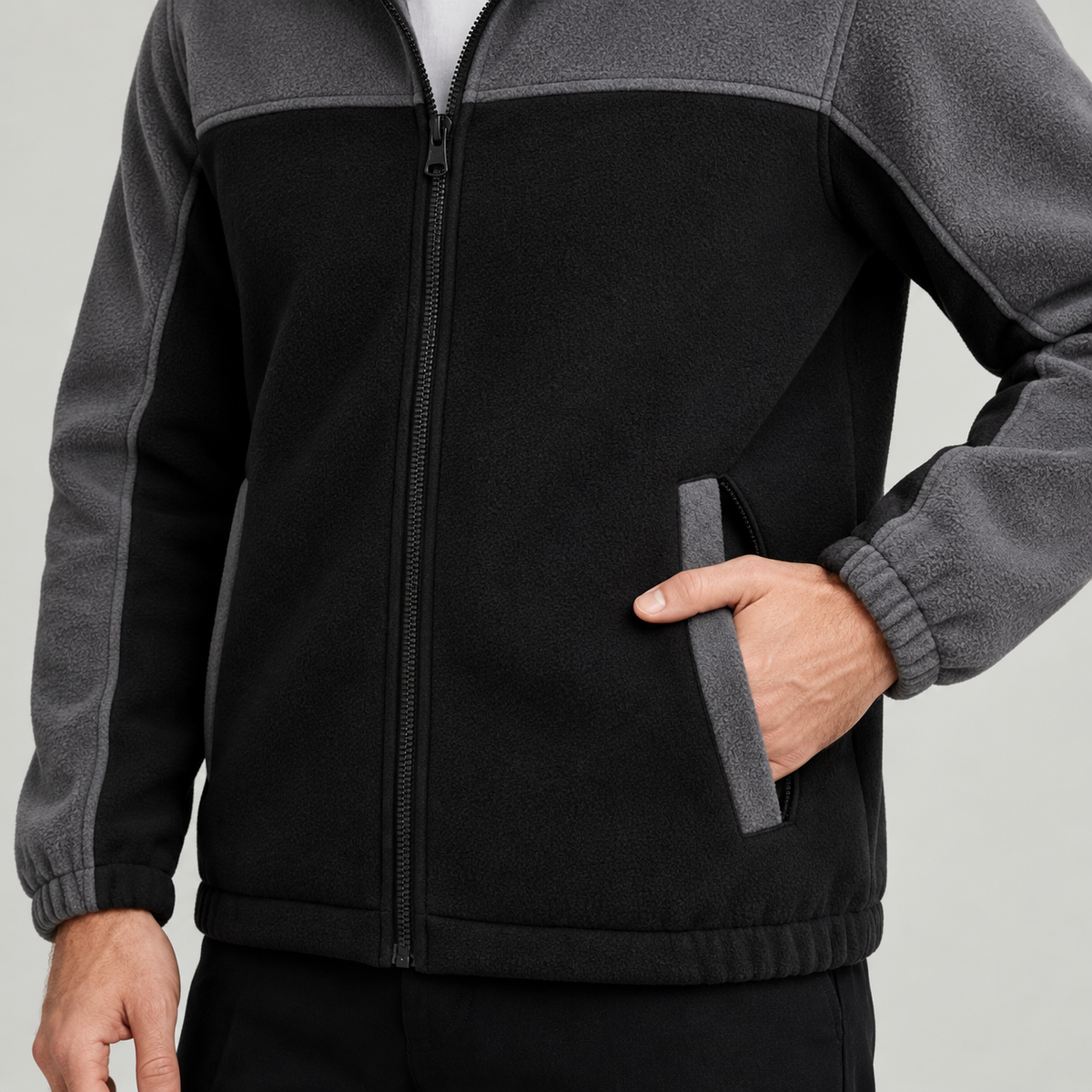 Veste polaire randonnée noire – poche et fermeture zippées