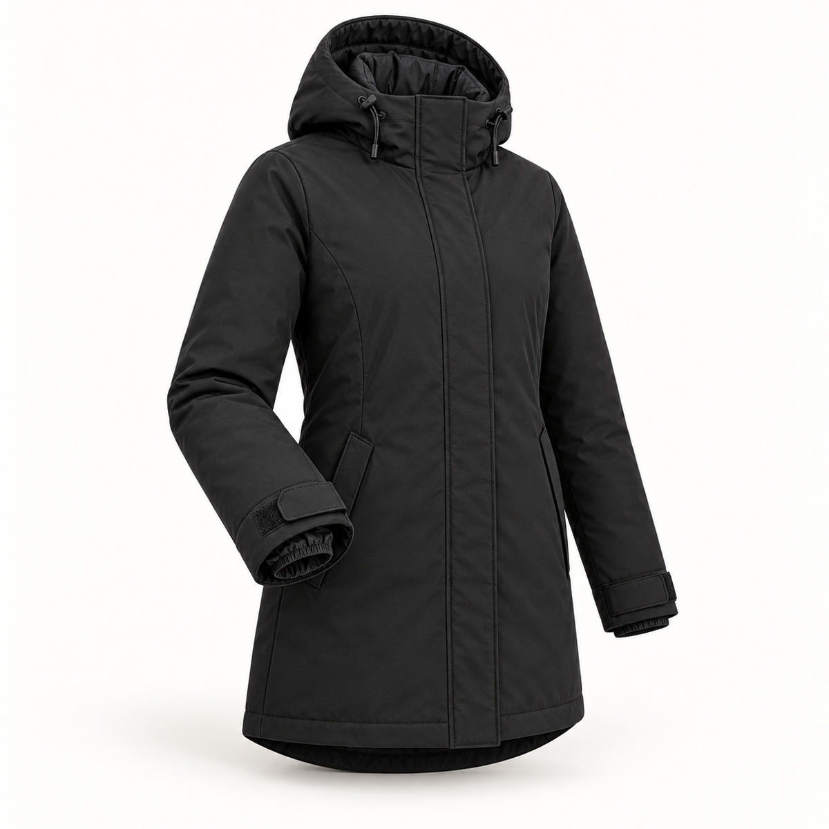 Veste randonnée chaude et imperméable femme noire – détail du poignet