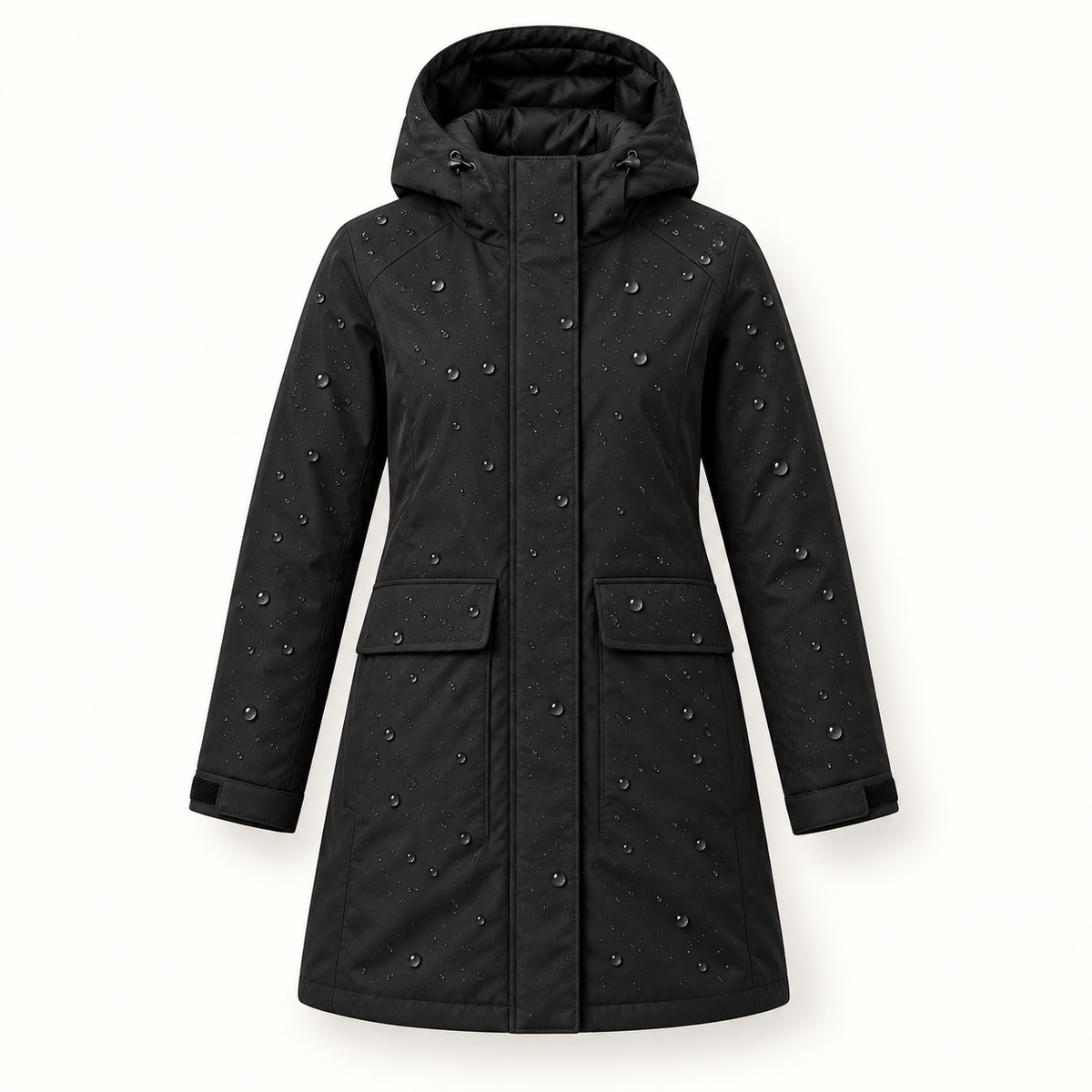 Veste randonnée chaude et imperméable femme noire – macro matière