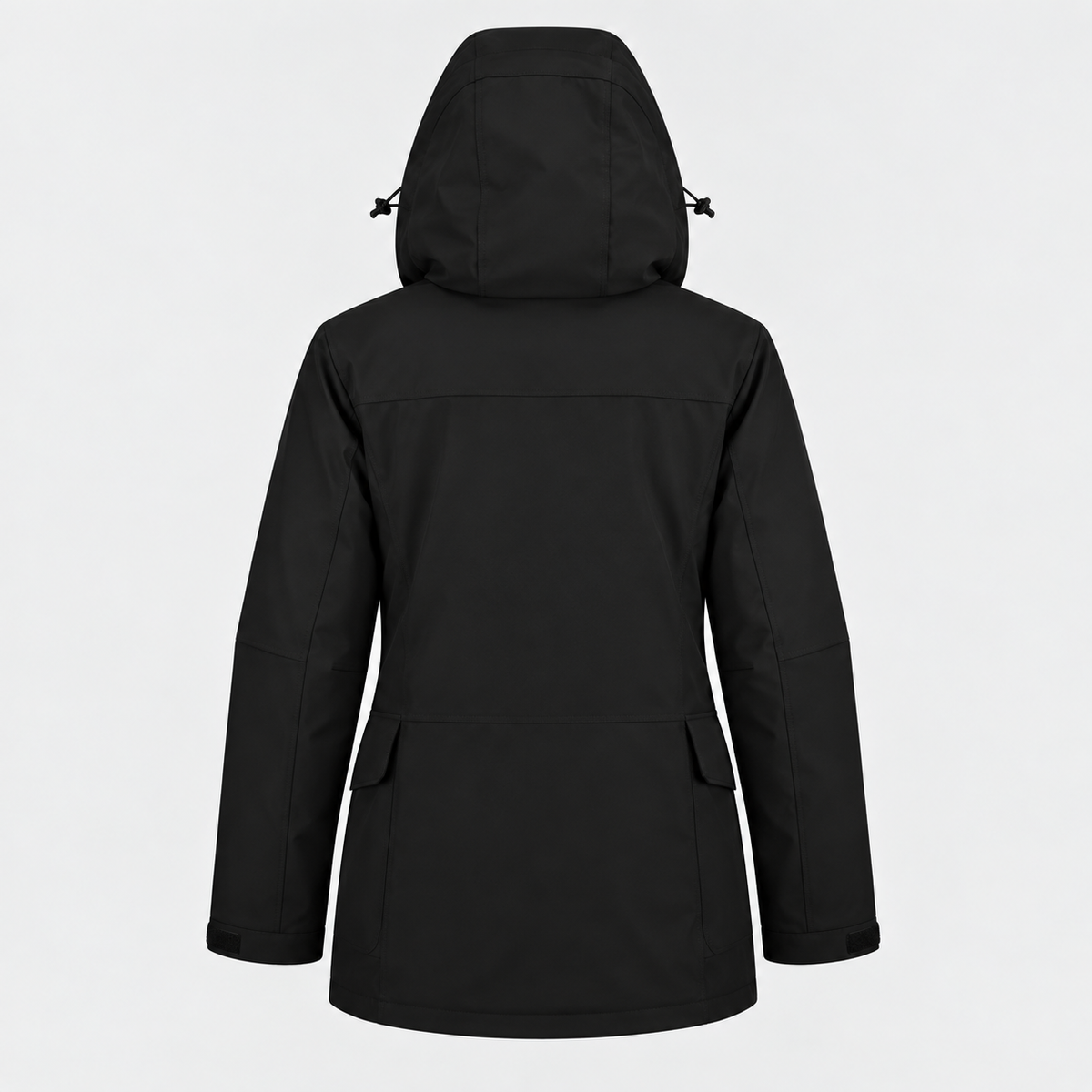 Veste randonnée chaude et imperméable femme noire – vue de dos