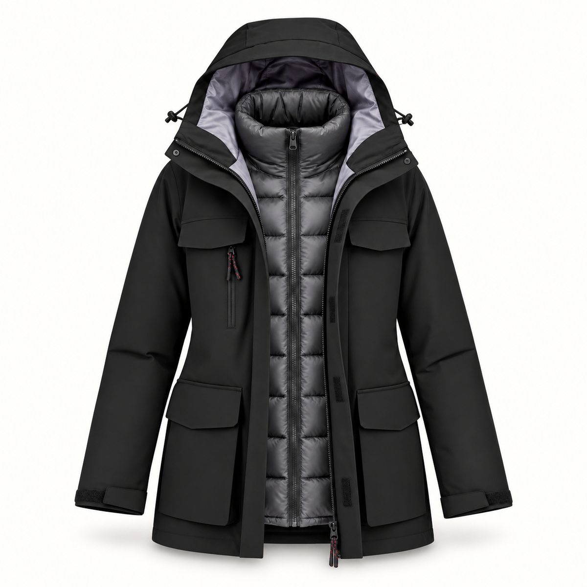 Veste randonnée chaude et imperméable femme noire – vue intérieure