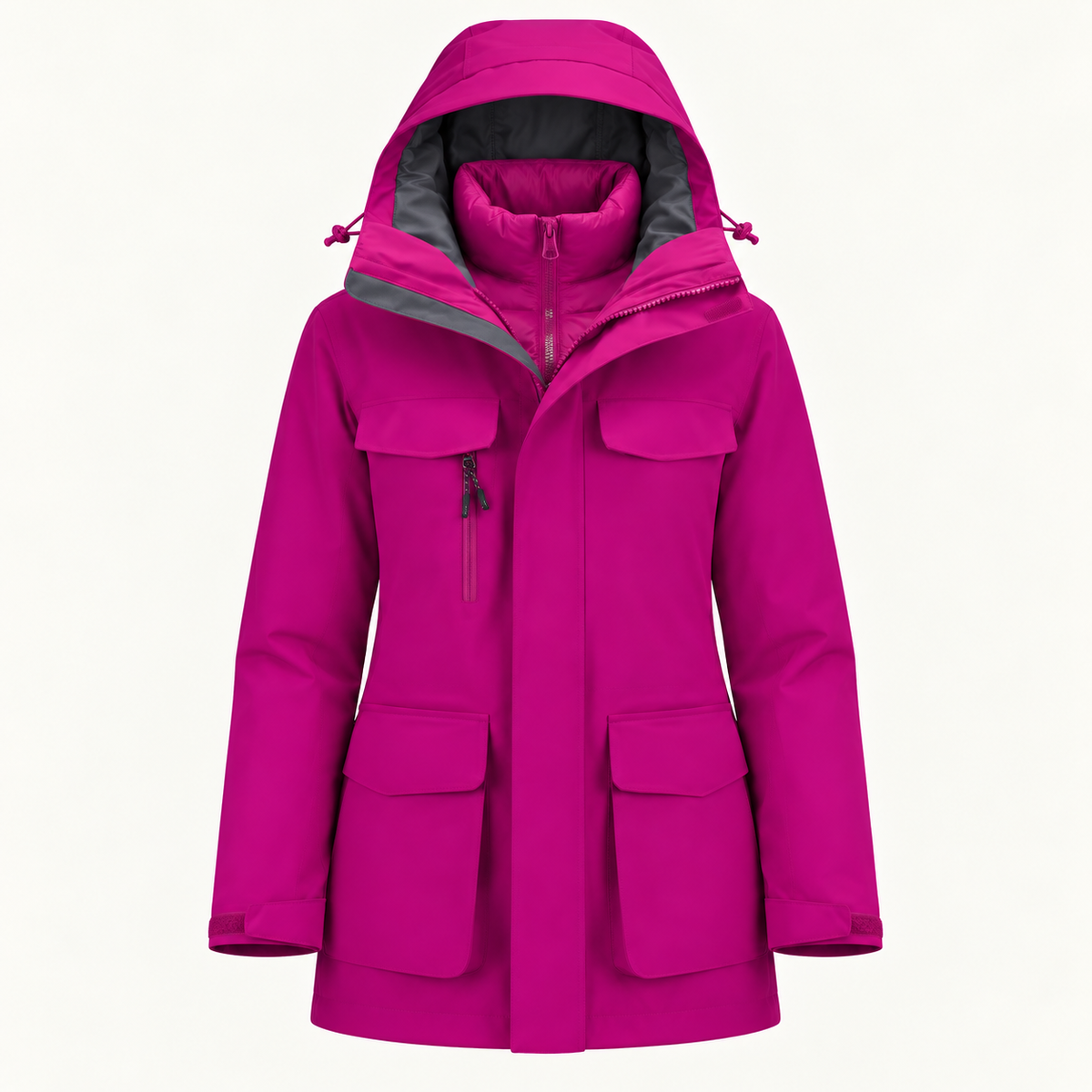 Veste randonnée chaude et imperméable femme rose – vue de face