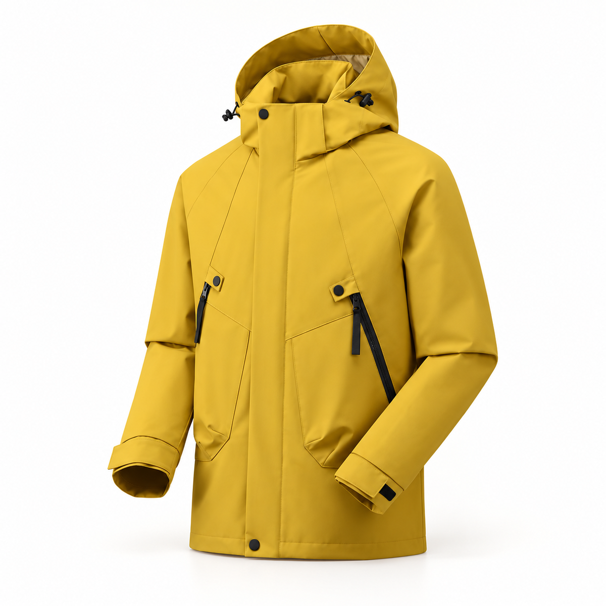 Veste randonnée fluo jaune moutarde – vue de face