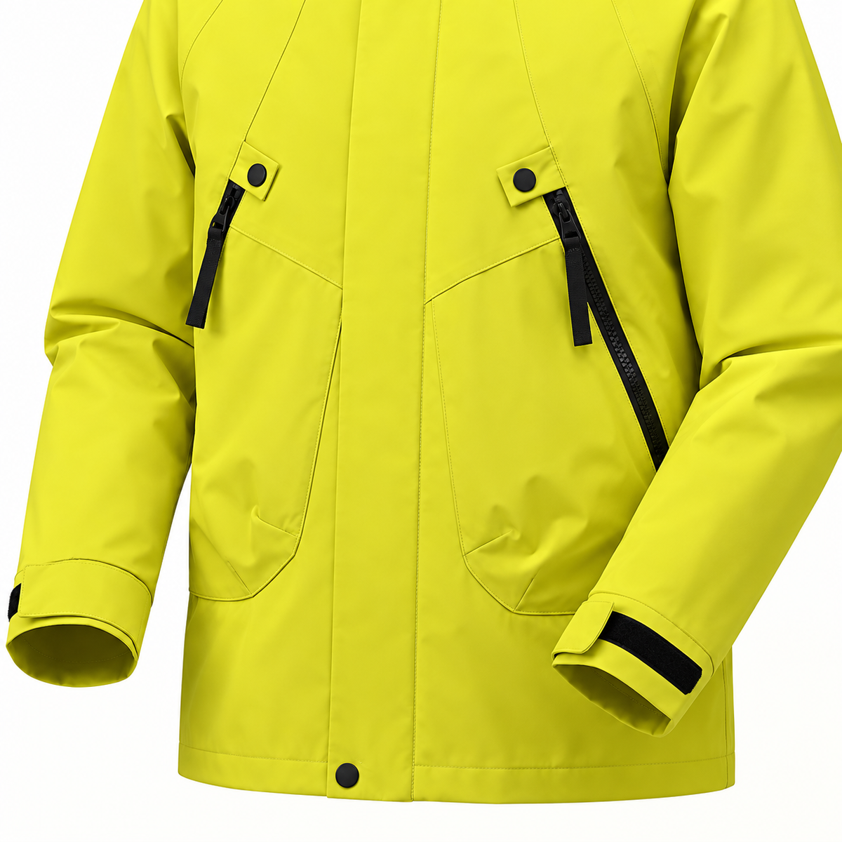 Veste randonnée fluo – détail des poches zippées