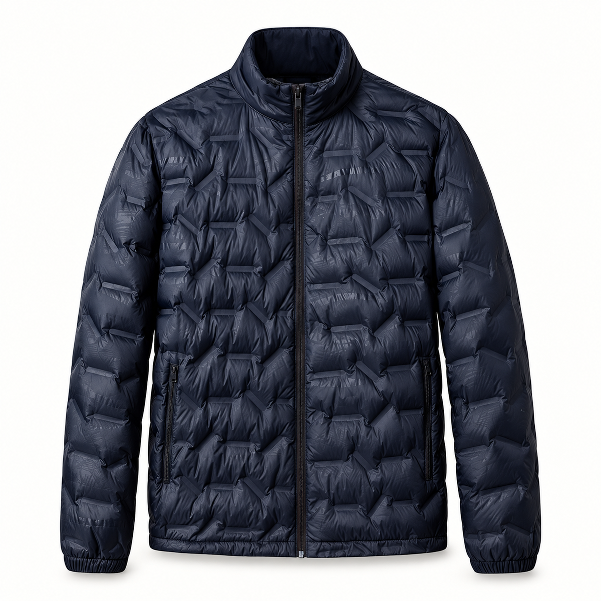 Veste randonnée froid bleue matelassée – vue de face