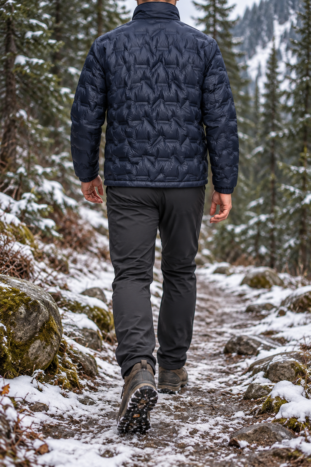 Veste randonnée froid bleue – vue portée de dos