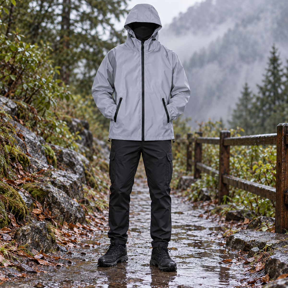 Veste randonnée grise homme portée – vue de face