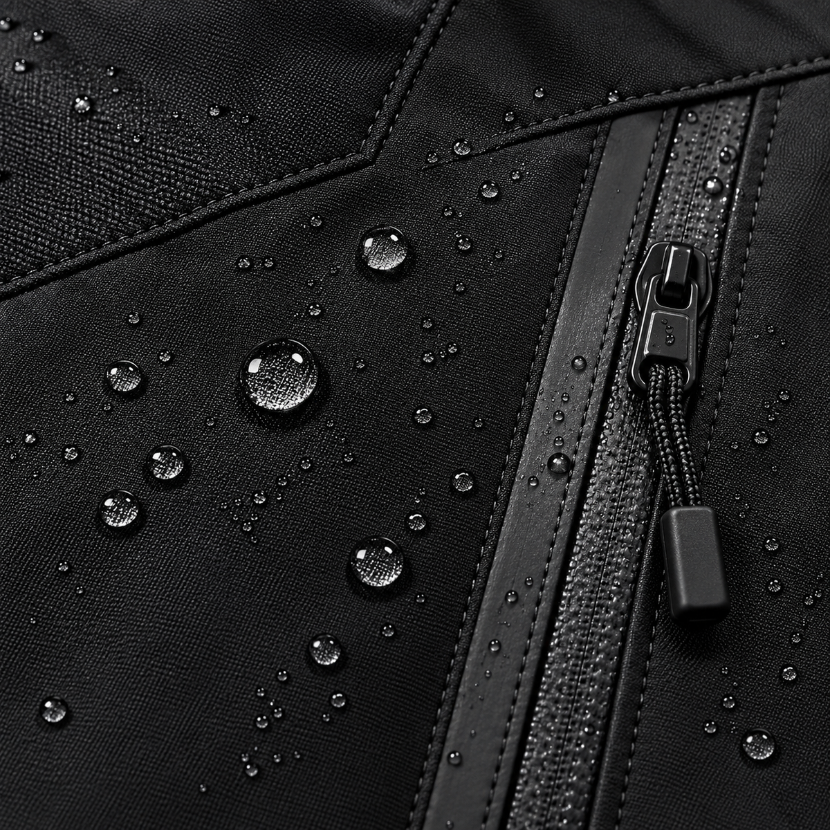 Veste randonnée haute montagne noire – détail matière déperlante