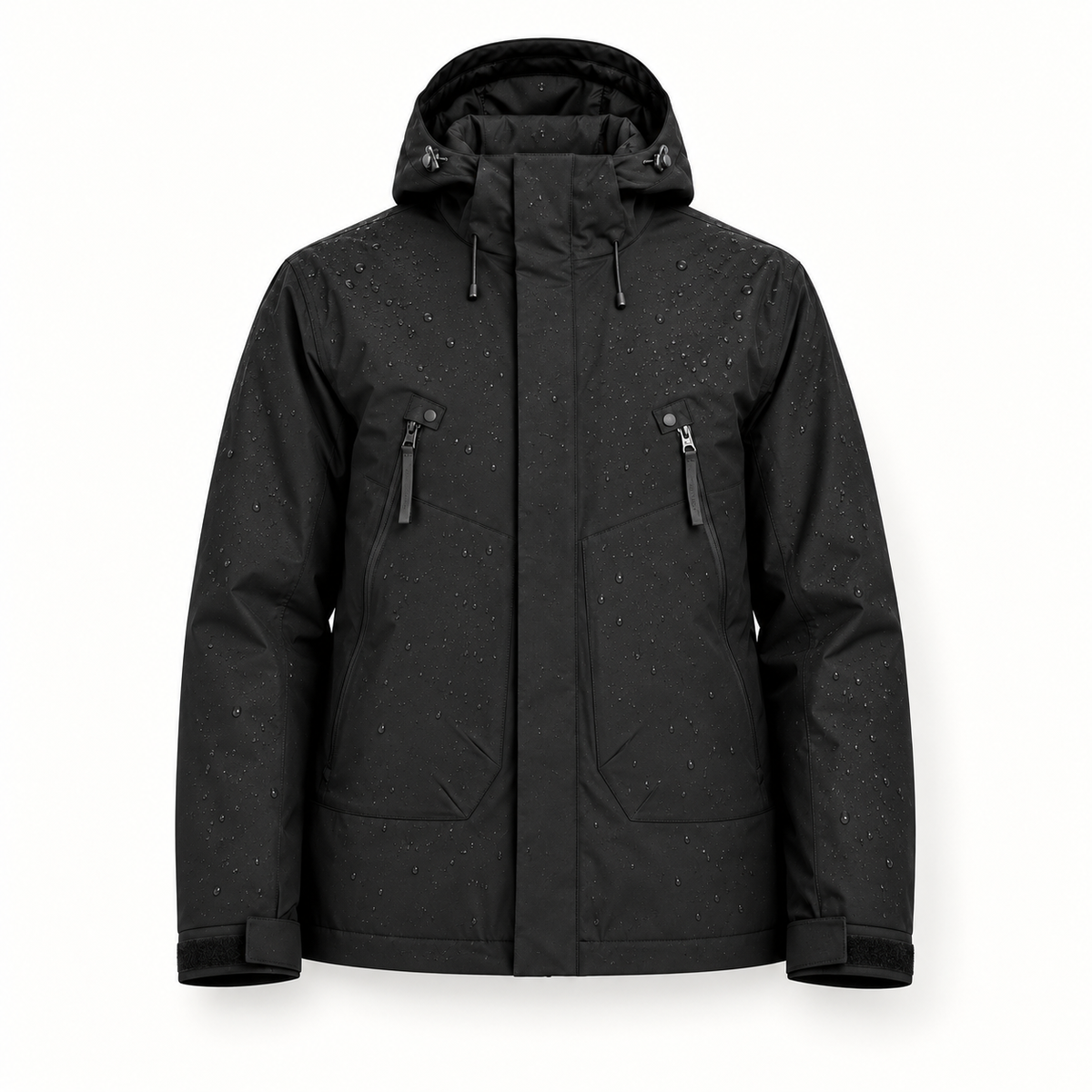 Veste randonnée homme grande taille noire – détail matière déperlante