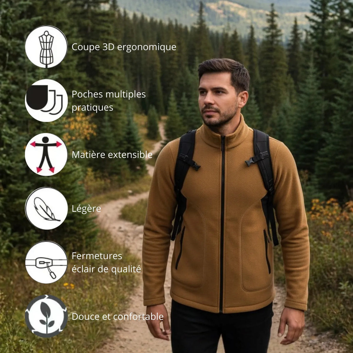 Veste Randonnée Homme Marron