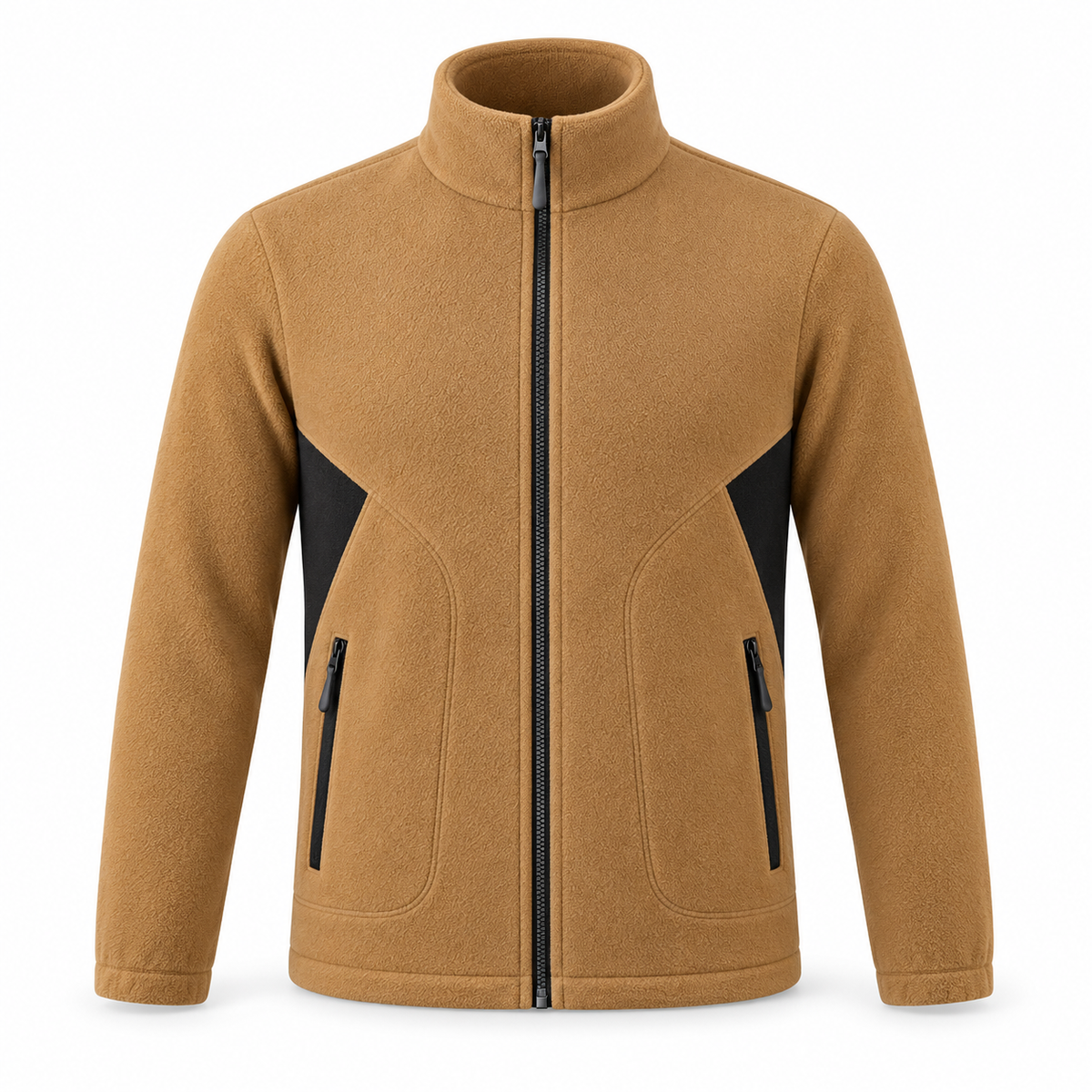 Veste randonnée homme marron – détail col montant et zip