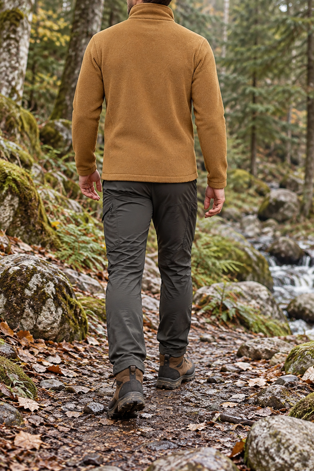 Veste randonnée homme marron – vue portée de dos
