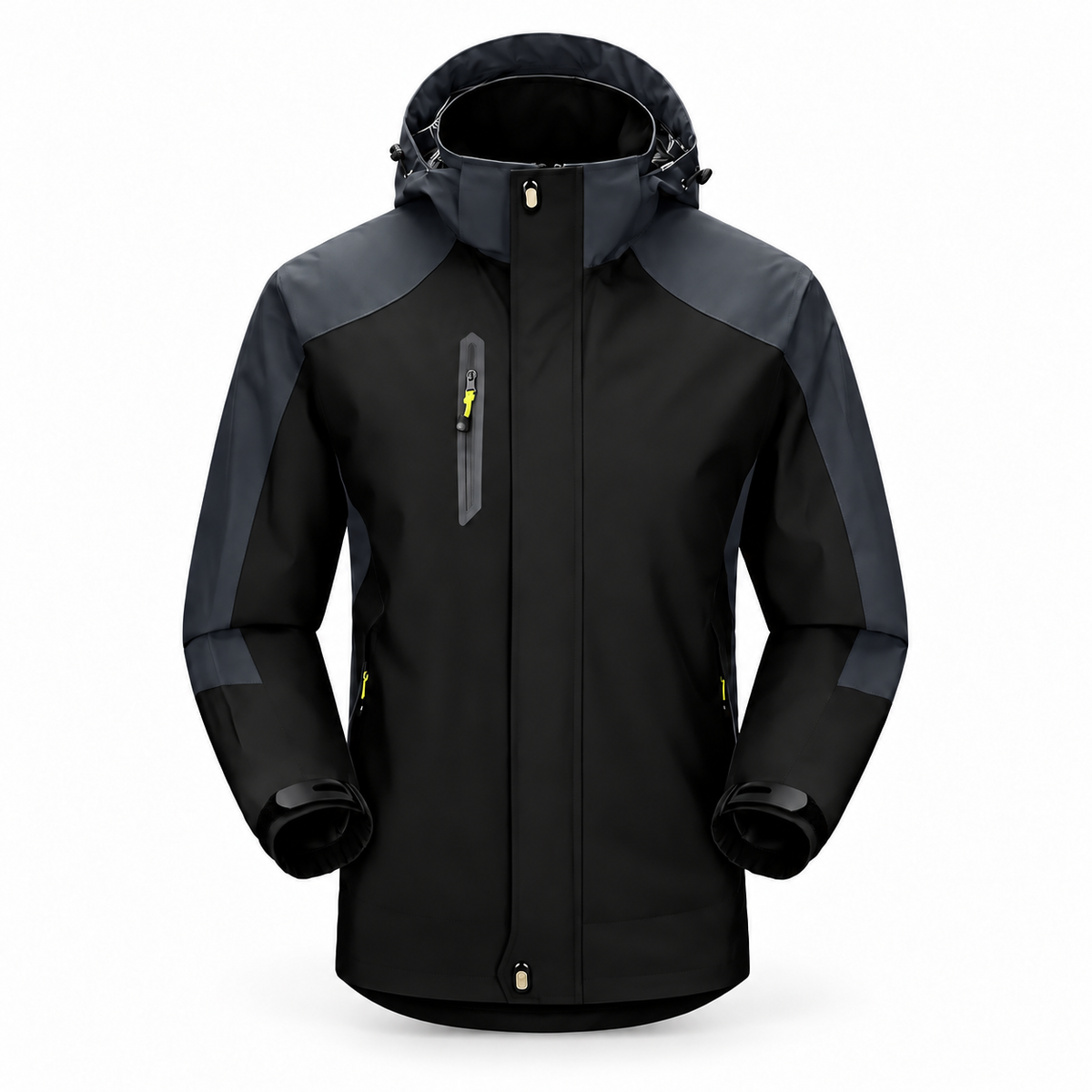 Veste randonnée imperméable ultra résistante de montagne noire – vue de face