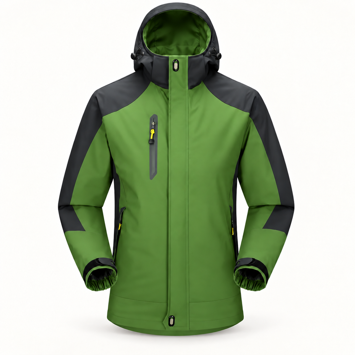 Veste randonnée imperméable ultra résistante de montagne verte – vue de face