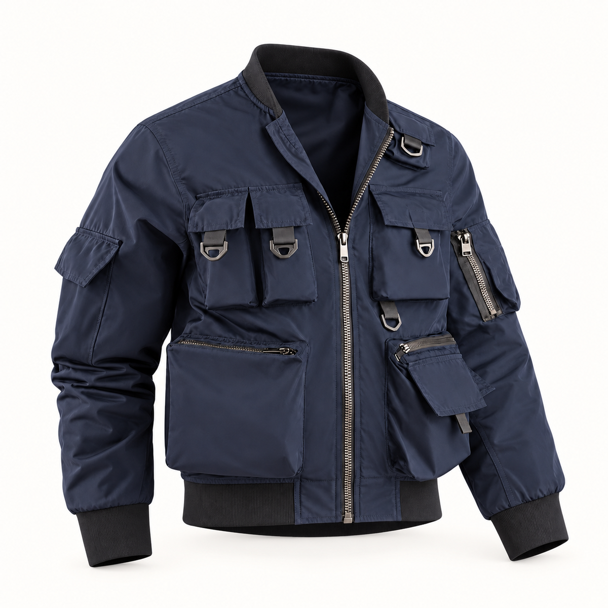 Veste randonnée bleue multi-poches – vue de face