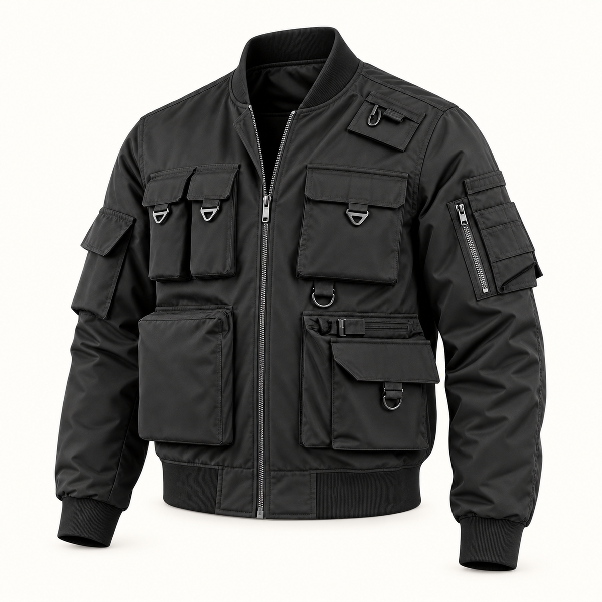 Veste randonnée noire multi-poches – vue de face