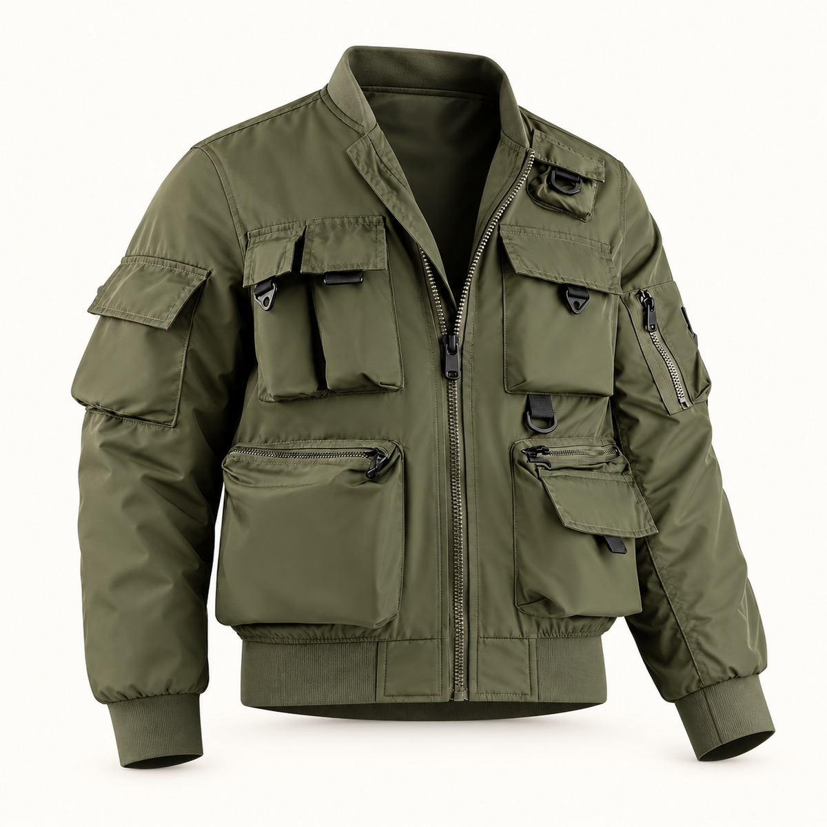 Veste randonnée verte multi-poches – vue de face