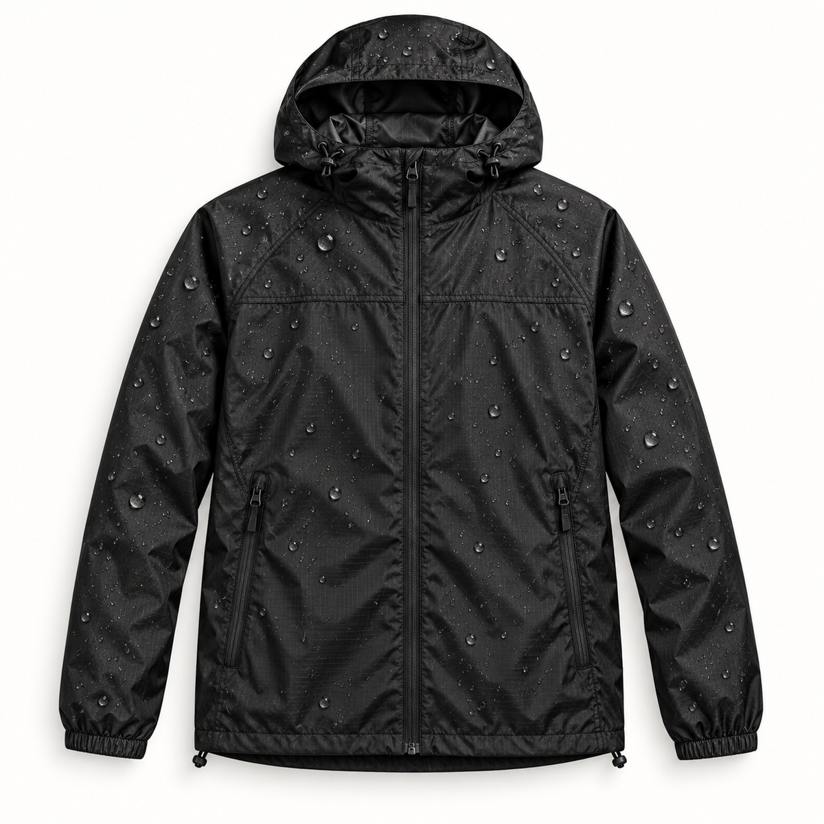 Veste randonnée nylon noire – détail matière déperlante