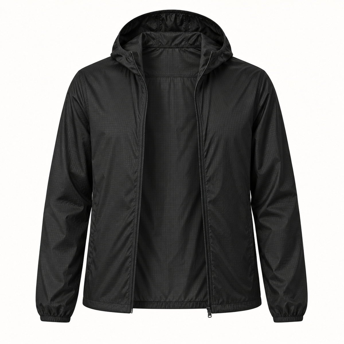 Veste randonnée nylon noire ouverte – détail intérieur
