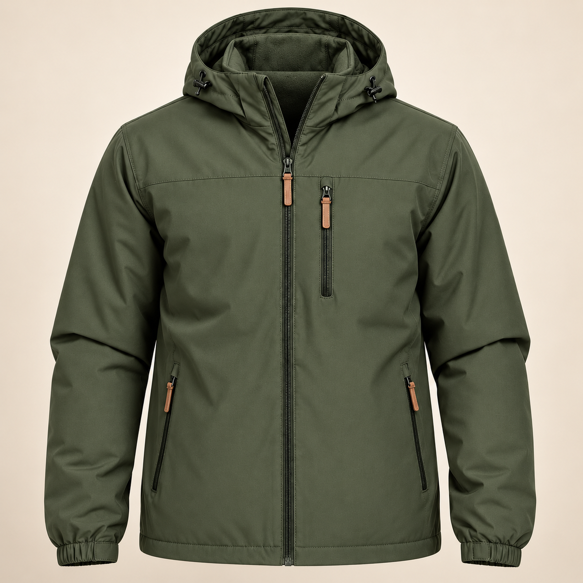 Veste randonnée softshell homme verte – détail poches zippées