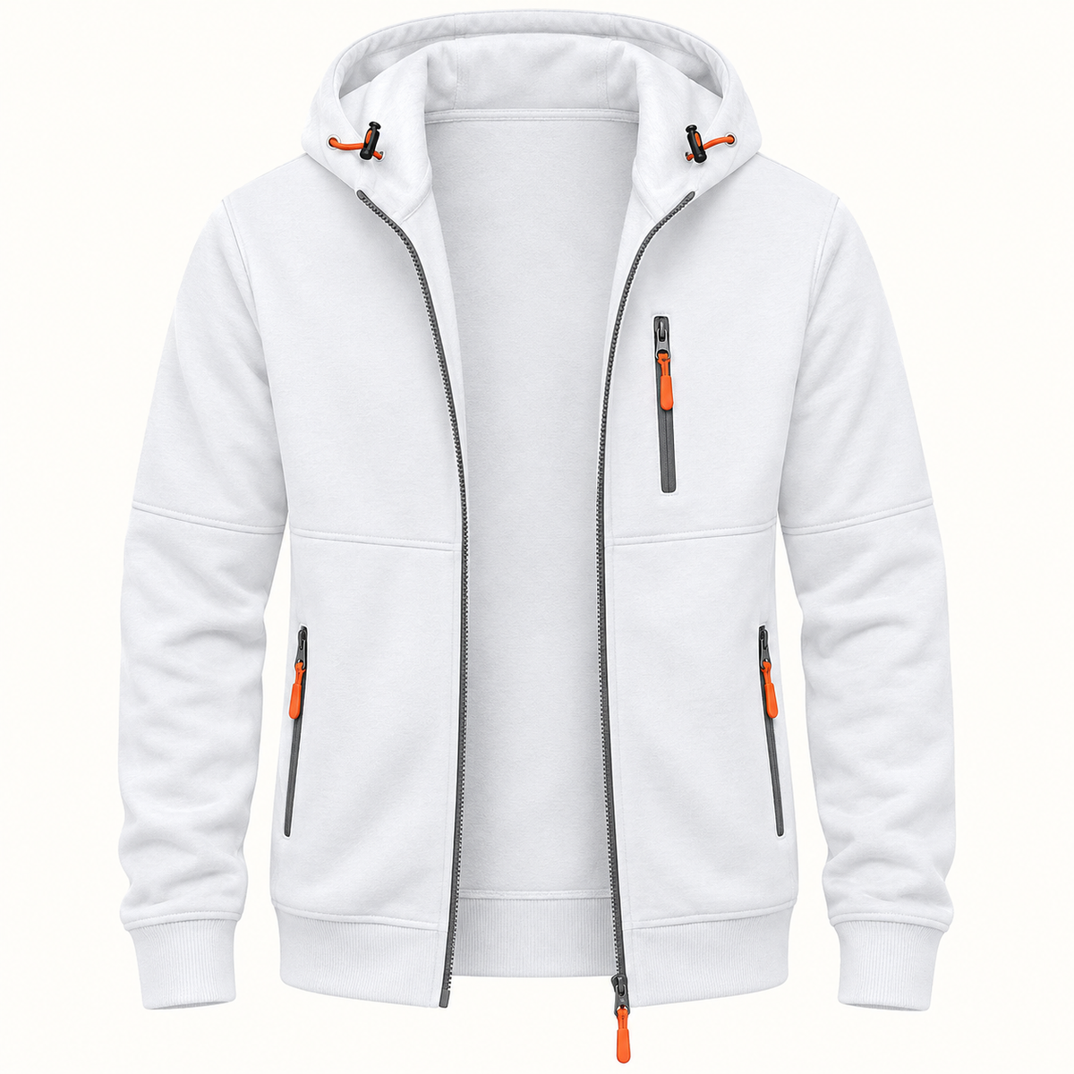 Veste randonnée 100 % coton blanche ouverte – vue intérieure